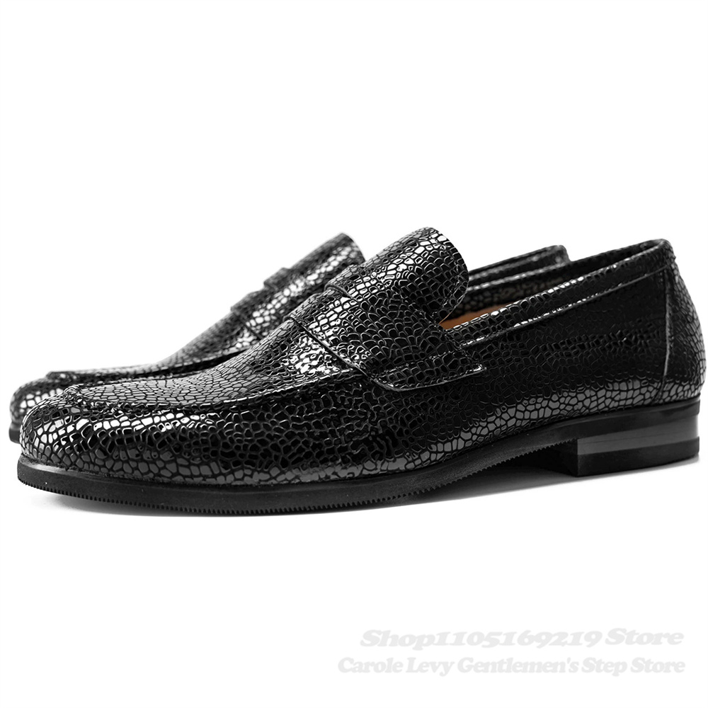 Loafer Slip On Men - İngiliz Deri Loafer'lar Yılan Baskılı Hakiki
