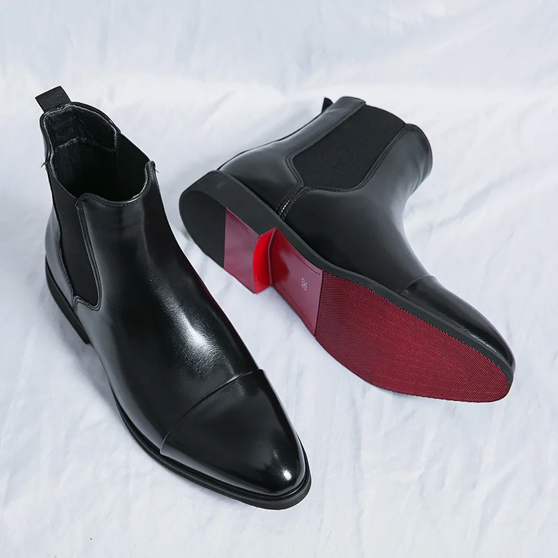 Men Shoes Red Bottom - Erkek Botları İş Ayak Bileği Çizmeler