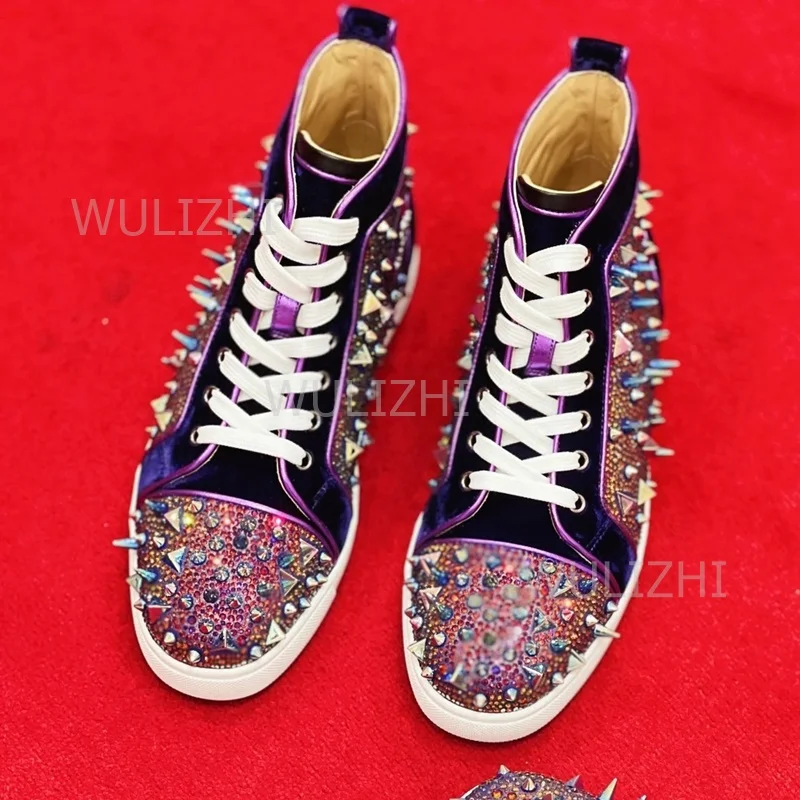 Koyu Mor Kristal Perçinli Erke - Men Shoes Red Bottom incelemesi ve fiyatı